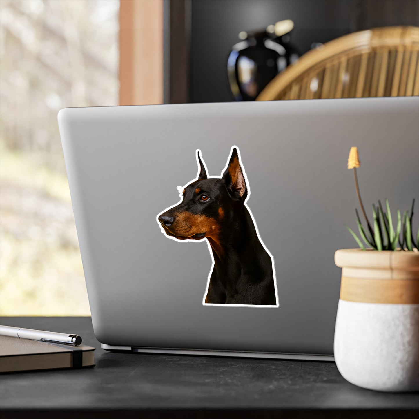 Doberman Head Vinyl Decal