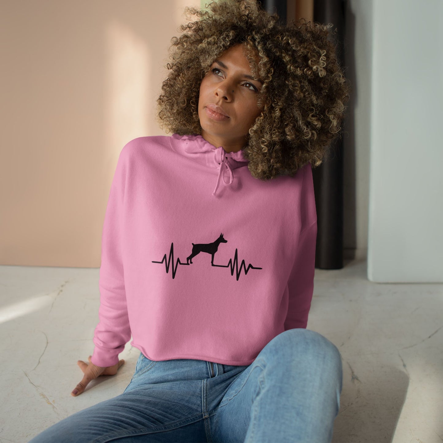 My Heart Beats For Dobermans Women's Crop Hoodie