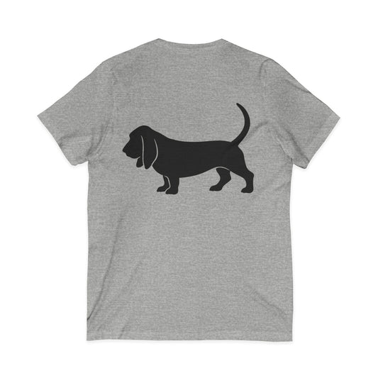 Basset Hound Silhouette Unisex Short Sleeve V-Neck Tee