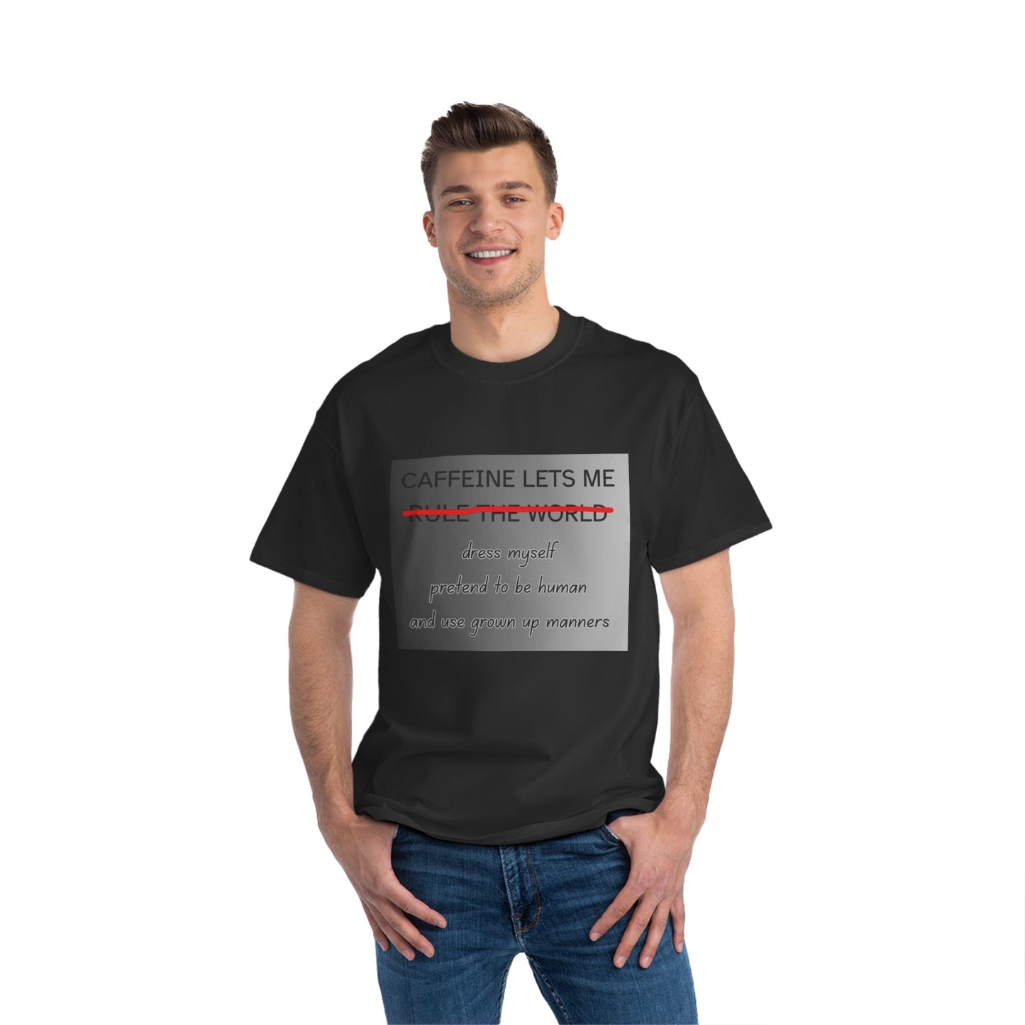 Caffeine Lets Me Men's Short-Sleeve Crewneck Tee