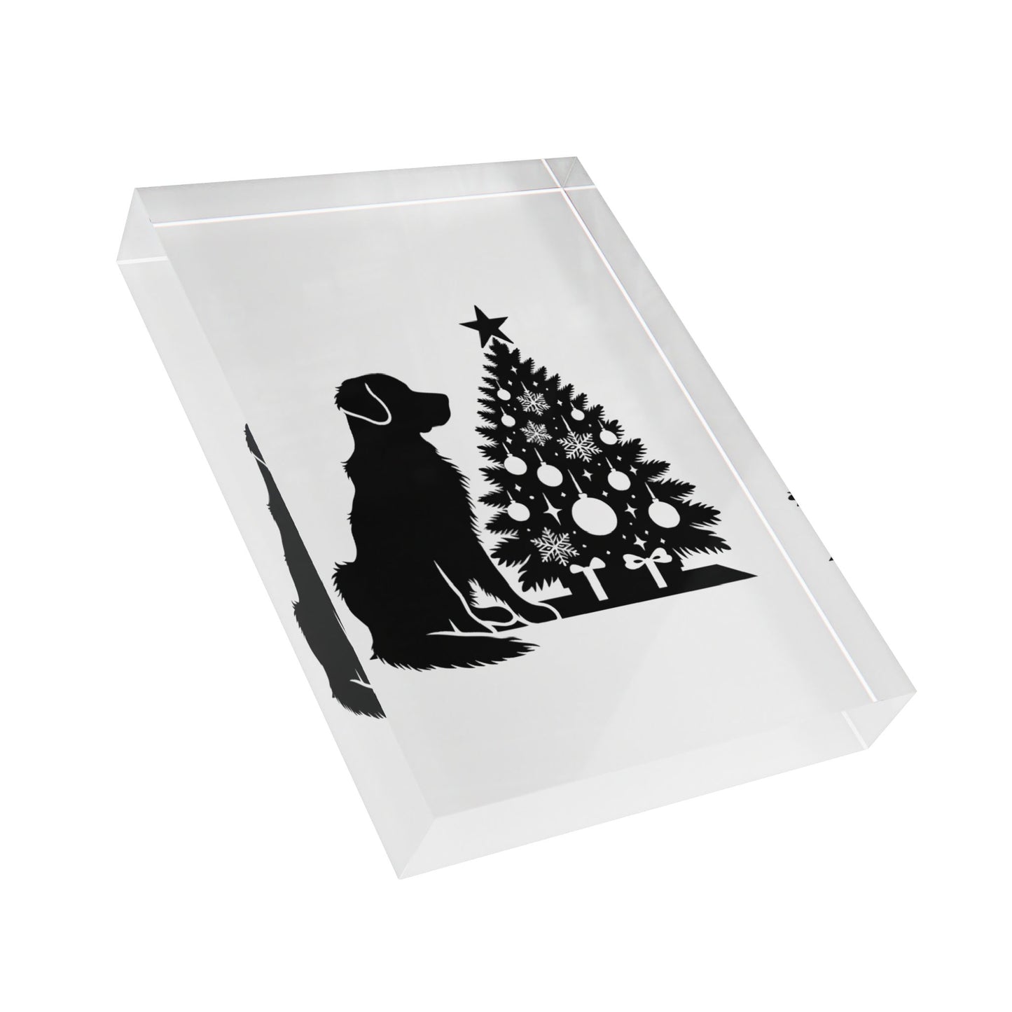 Golden Christmas Tree Acrylic Photo Block