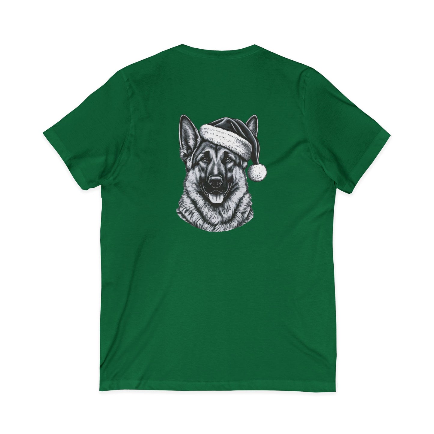Santa Paws German Shepherd Unisex Short Sleeve V-Neck Tee