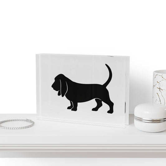 Basset Hound Silhouette Acrylic Photo Block