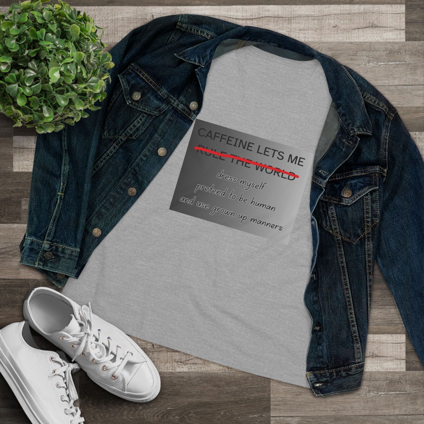 Caffeine Lets Me Women's Short Sleeve Crewneck Tee