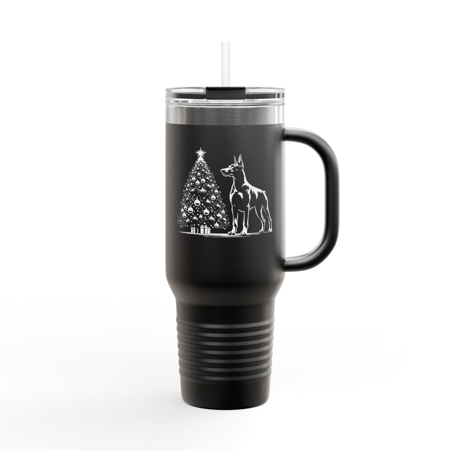 Doberman Christmas Tree Insulated Travel Mug