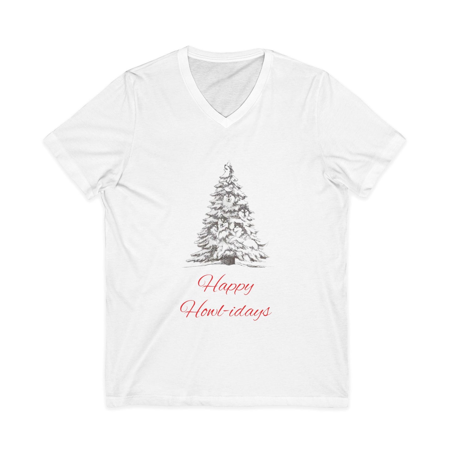 Happy Howl-idays Unisex Short Sleeve V-Neck Tee