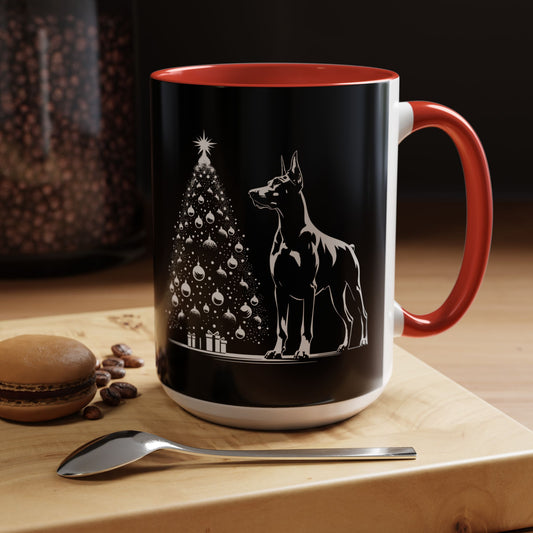 Doberman Christmas Tree 2-Tone Coffee Mug