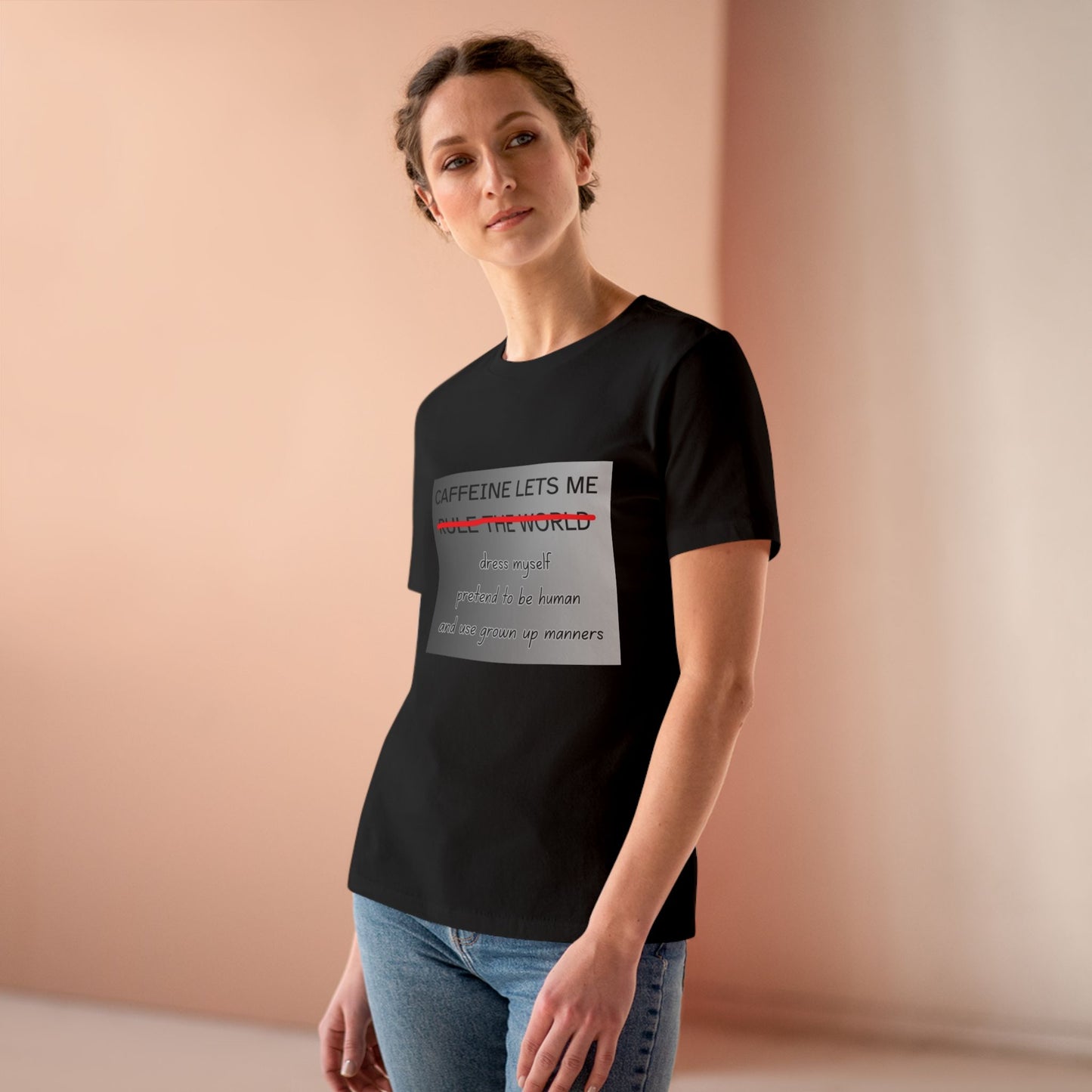 Caffeine Lets Me Women's Short Sleeve Crewneck Tee