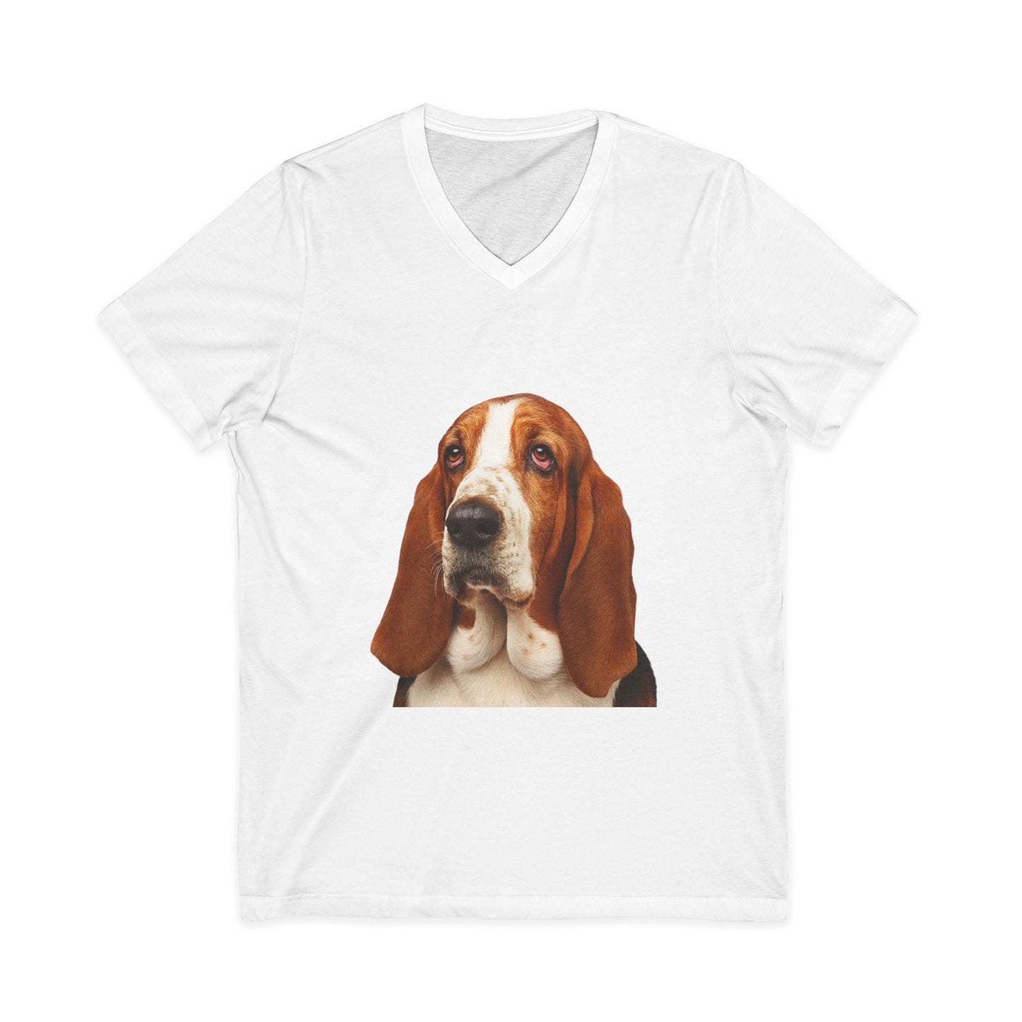 Basset  Head Unisex Short Sleeve V-Neck Tee