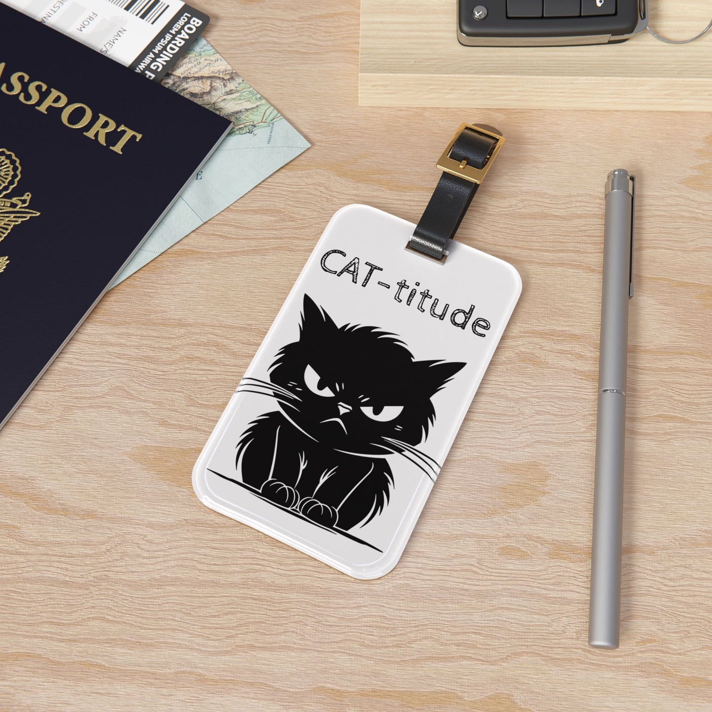 CAT-titude Leather Strap Luggage Tag