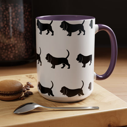 Basset Hound Silhouette 2-Tone Coffee Mug
