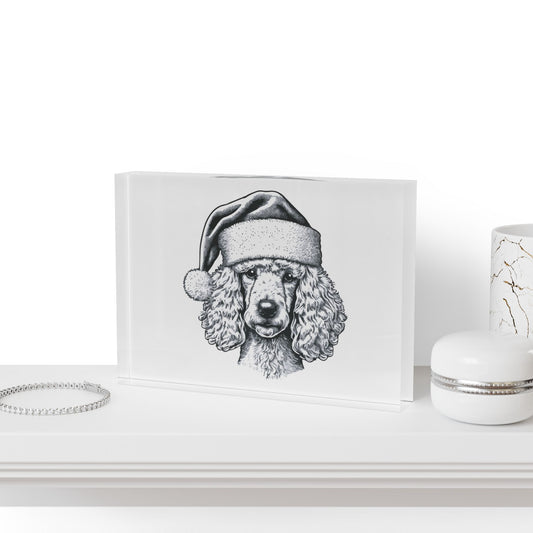 Santa Paws Poodle Acrylic Photo Block