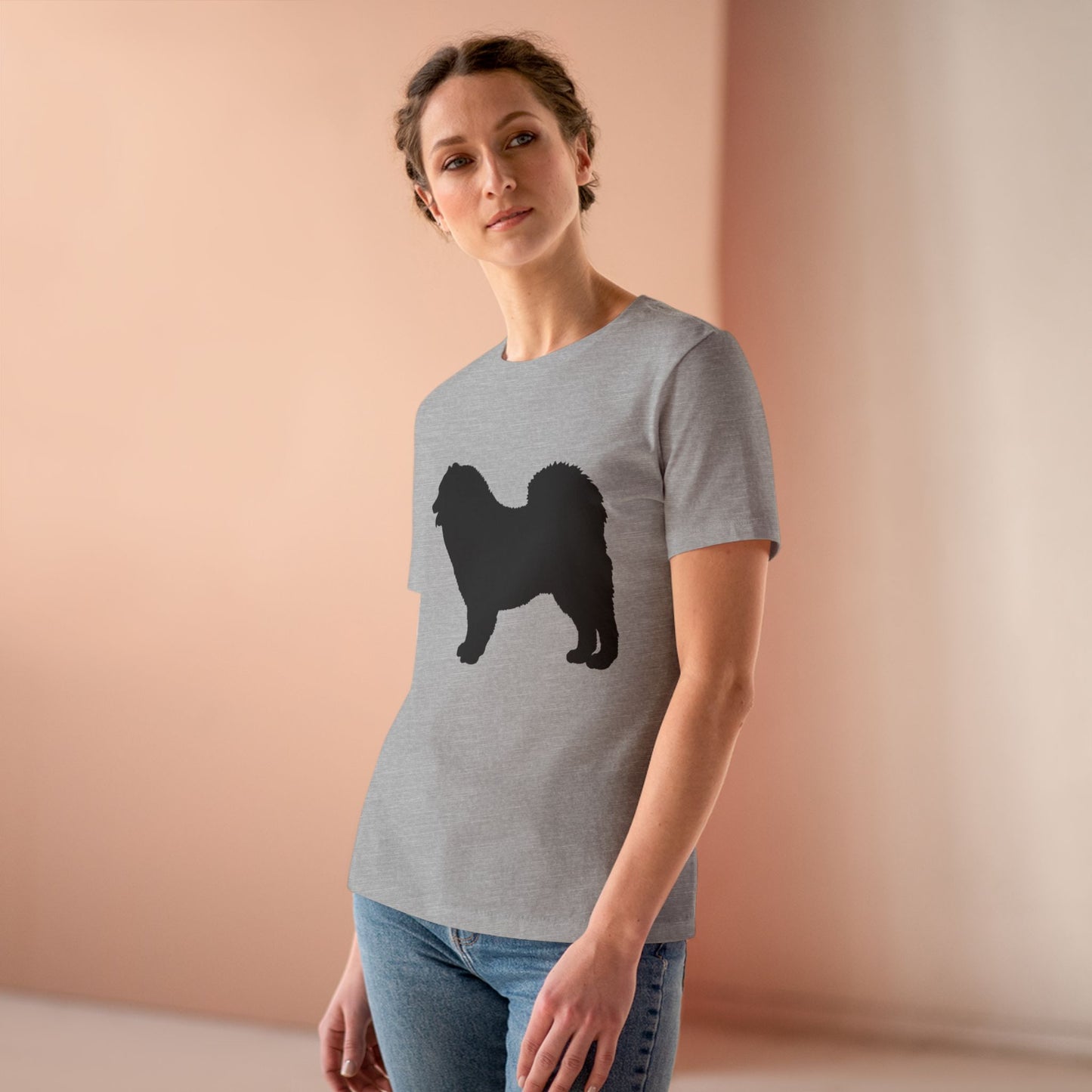Samoyed Silhouette Women's Short Sleeve Crewneck Tee