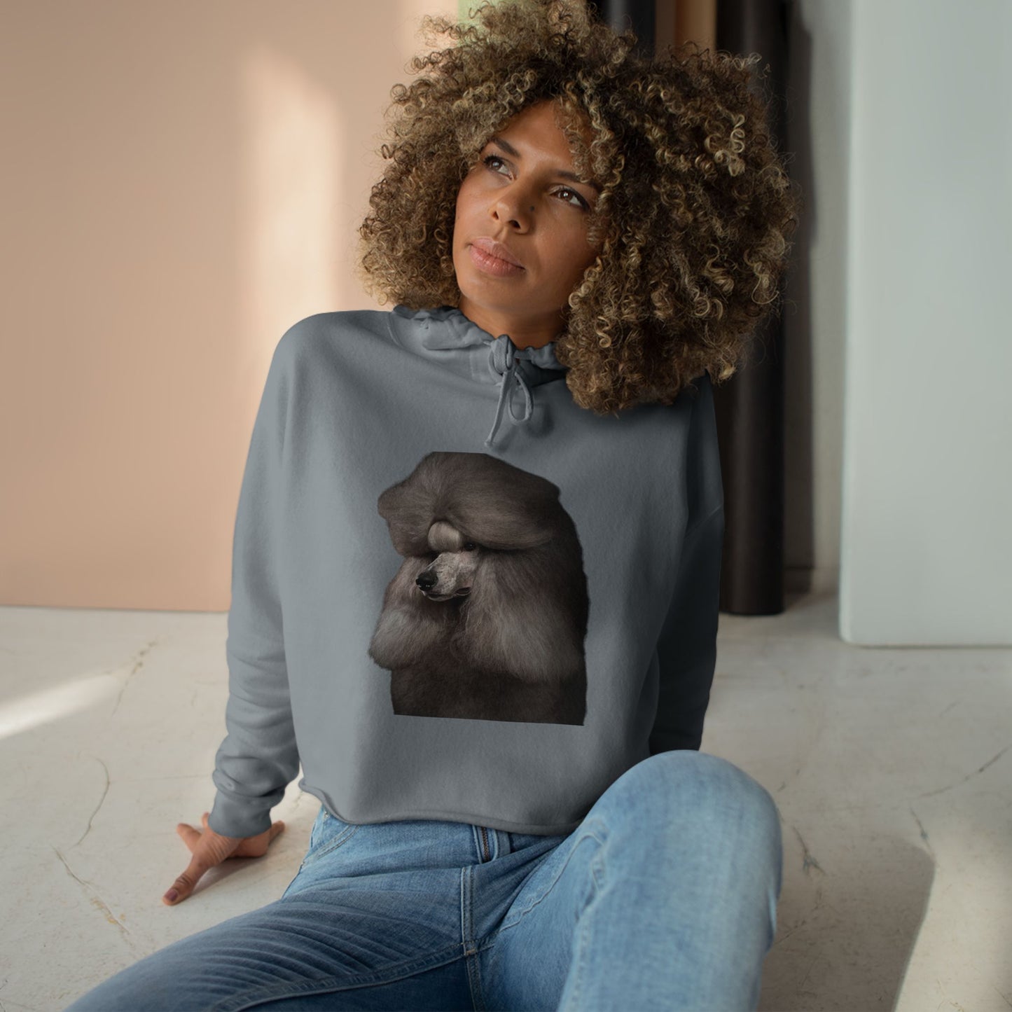 Poodle Head Women's Crop Hoodie