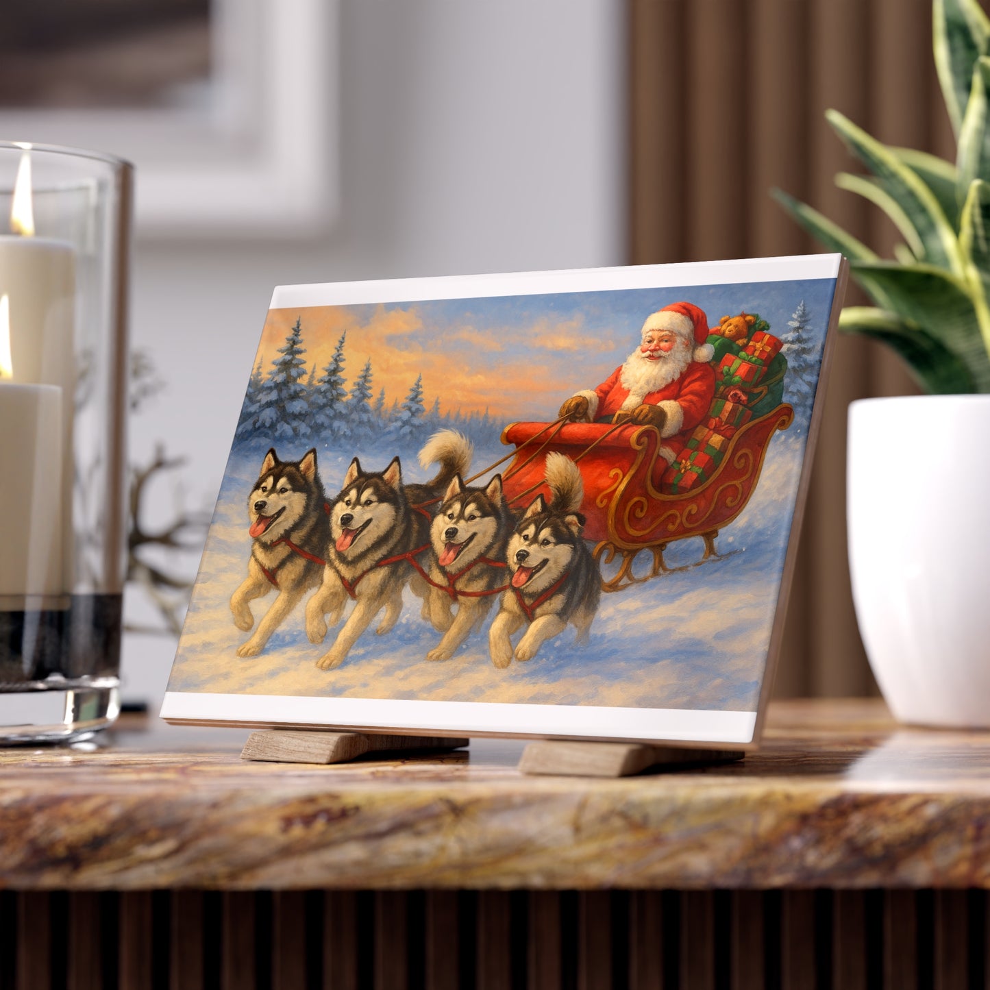Dashing Through The Snow Ceramic Photo Tile