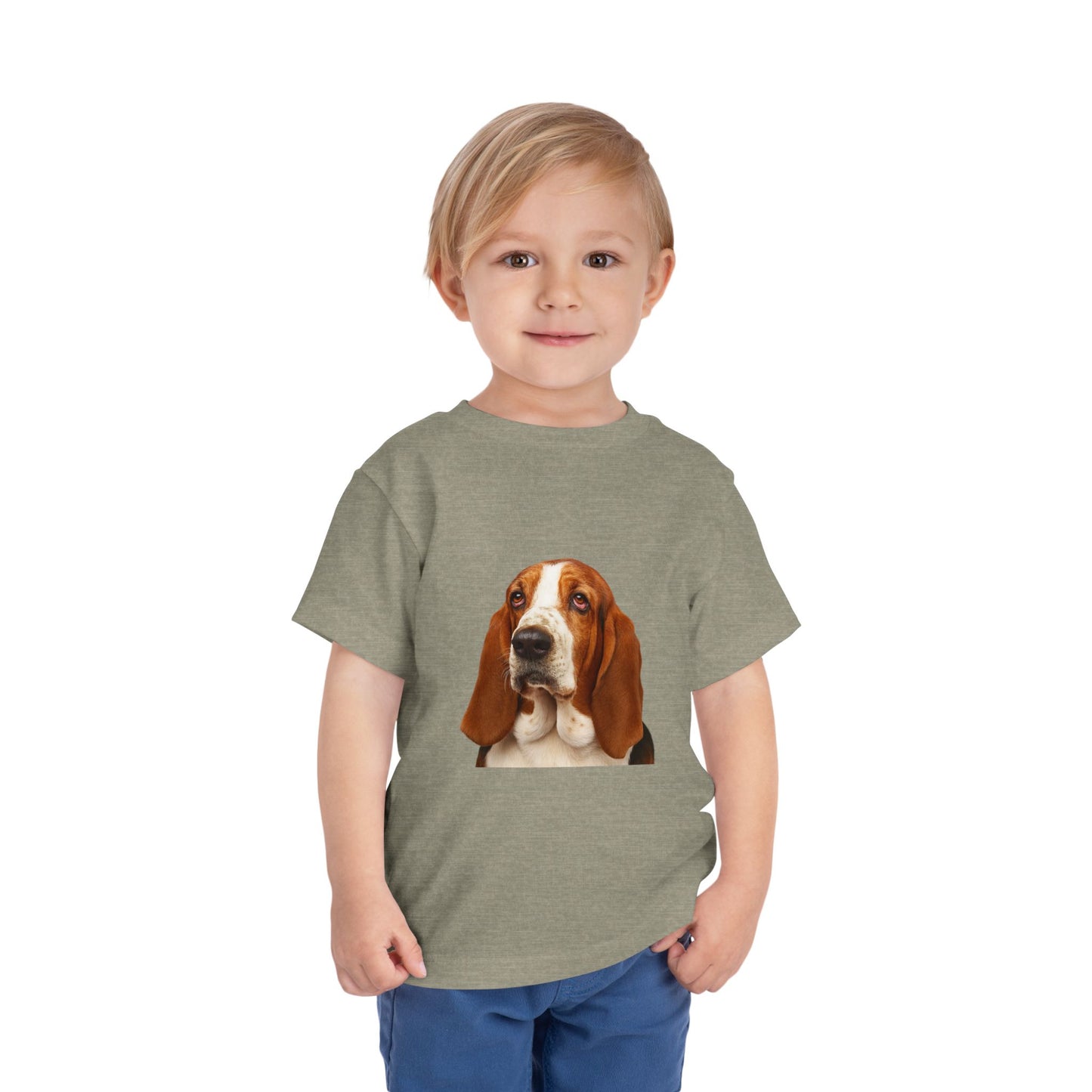 Basset Head Toddler Unisex Short Sleeve Crewneck Tee