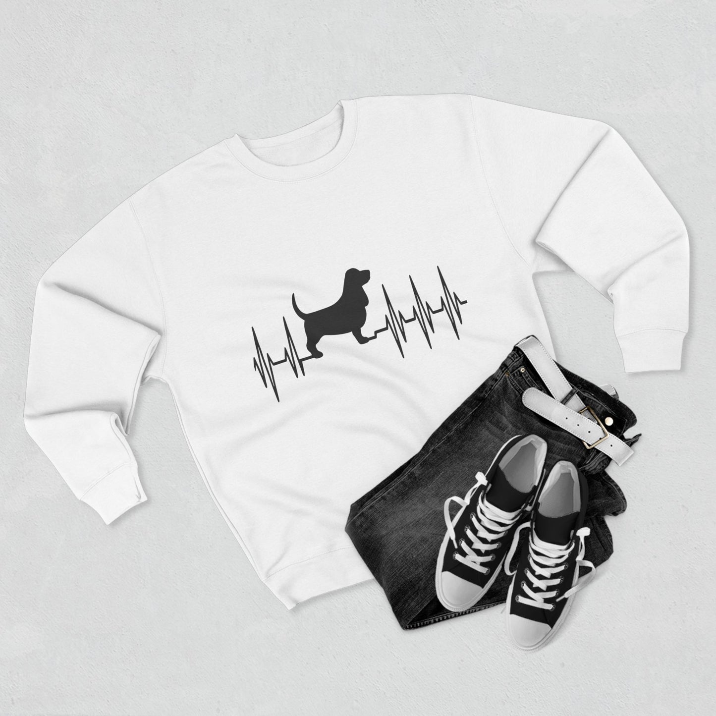 My Heart Beats For Basset Hounds Unisex Crewneck Sweatshirt