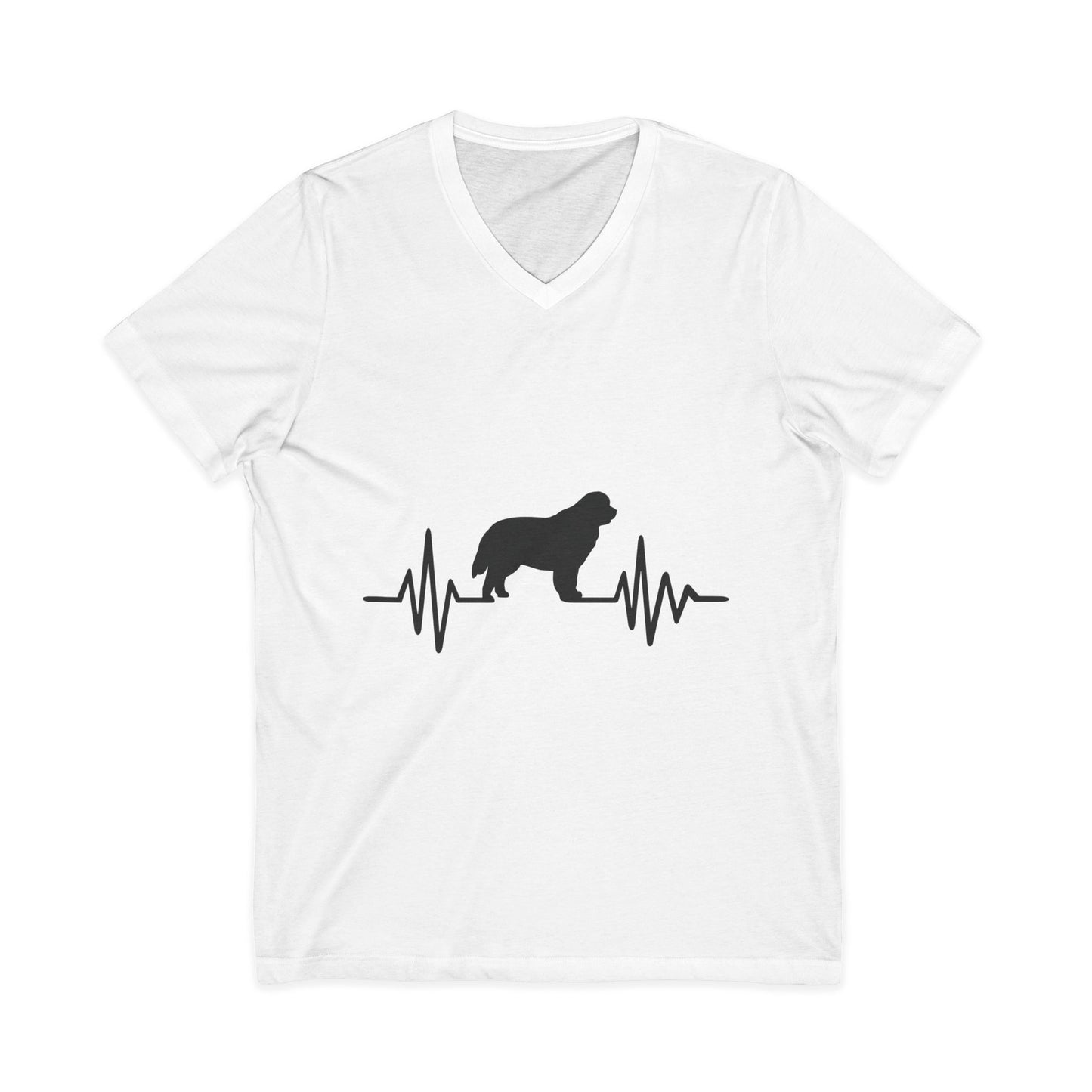 My Heart Beats For Newfies Unisex Short Sleeve V-Neck Tee
