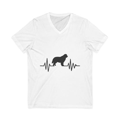 My Heart Beats For Newfies Unisex Short Sleeve V-Neck Tee