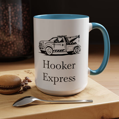H**ker Express Wheel Lift Tow Truck 2-Tone Coffee Mug