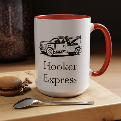 H**ker Express Wheel Lift Tow Truck 2-Tone Coffee Mug