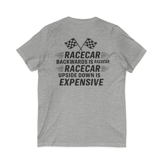 Racecar Backwards Unisex Short Sleeve V-Neck Tee