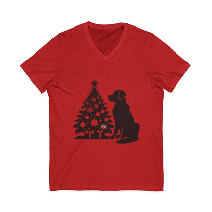 Golden Christmas Tree Unisex Short Sleeve V-Neck Tee