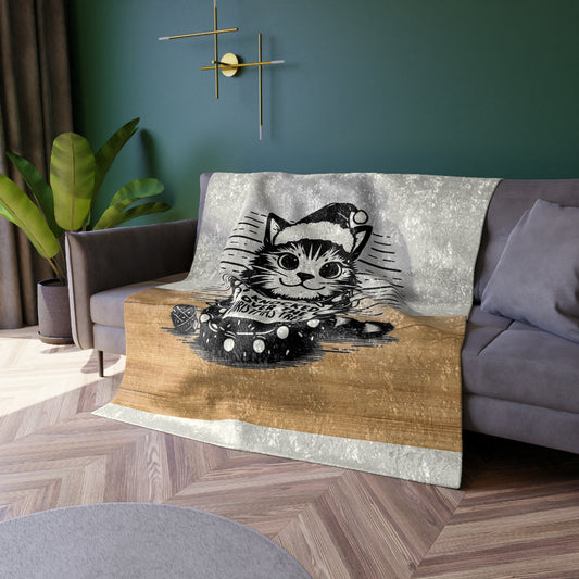 Naughty Cat Crushed Velvet Blanket