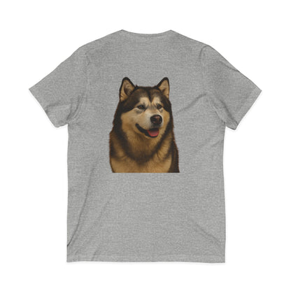 Malamute Head Unisex Short Sleeve V-Neck Tee