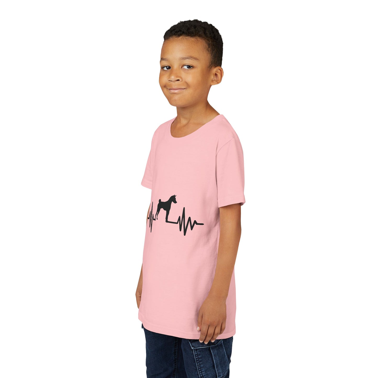 My Heart Beats For Basenjis Youth Unisex Short Sleeve Crewneck Tee