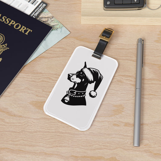 Santa Paws Doberman Leather Strap Luggage Tag