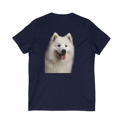 Samoyed Head Unisex Short Sleeve V-Neck Tee