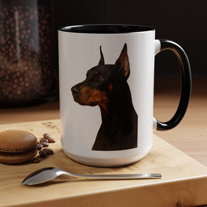 Doberman Head 2-Tone Coffee Mug