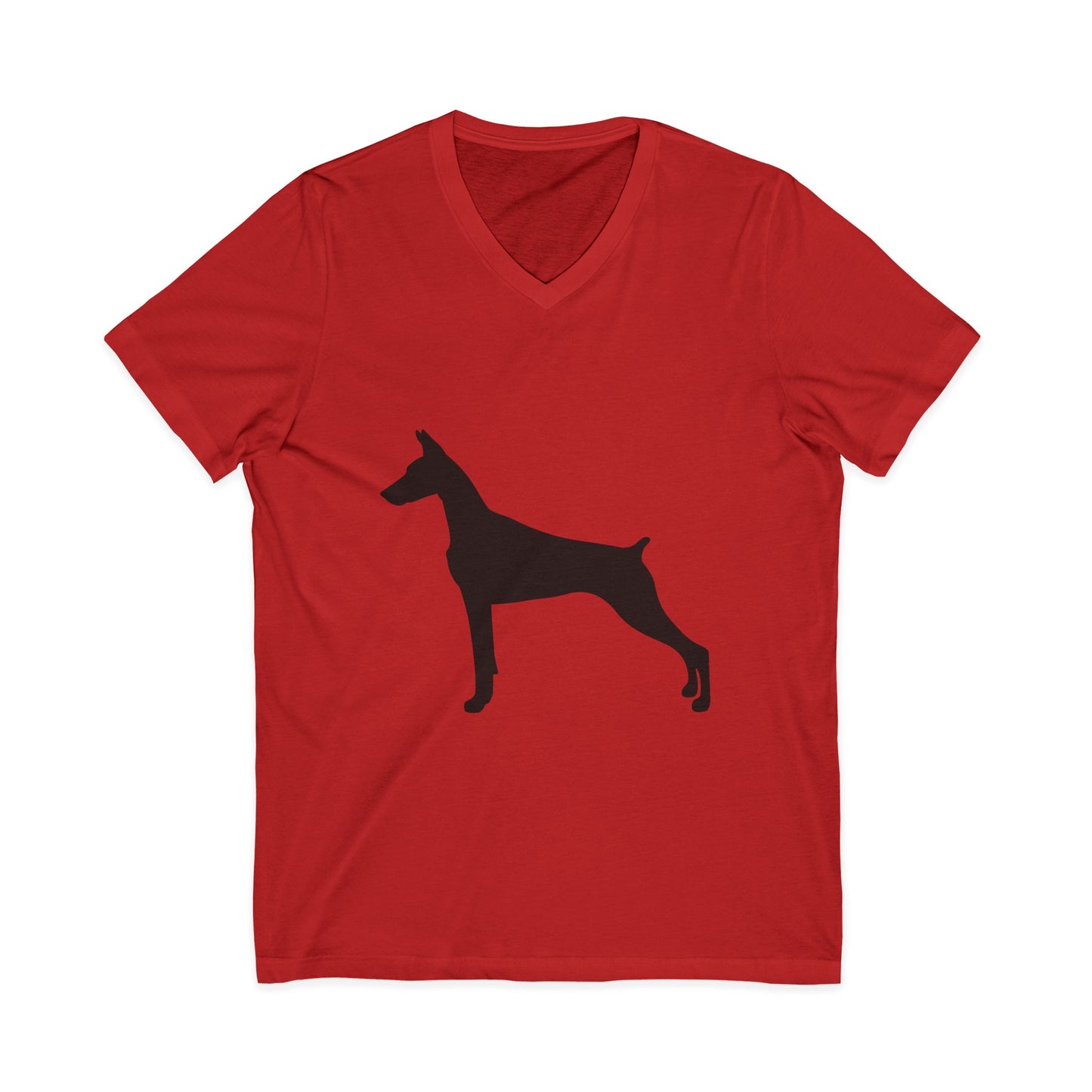 Doberman Silhouette Unisex Short Sleeve V-Neck Tee