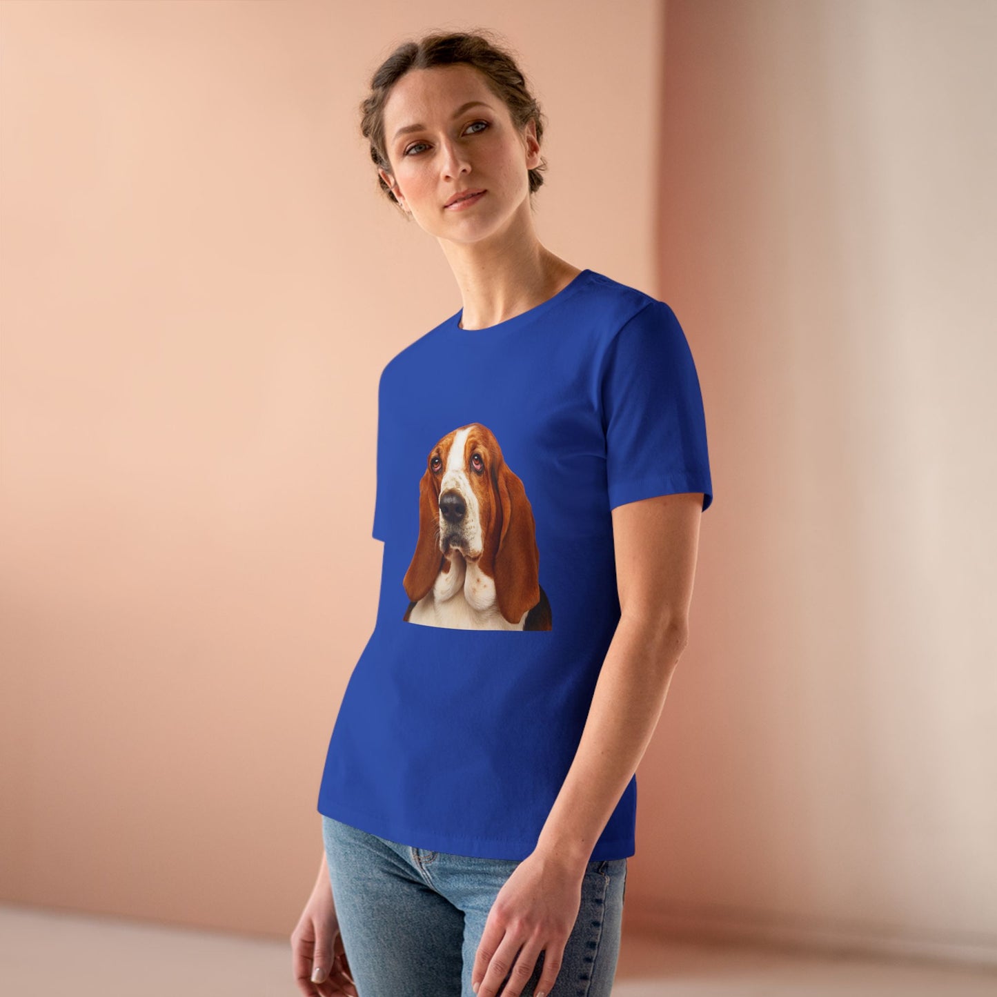 Basset Head Women's Short Sleeve Crewneck Tee