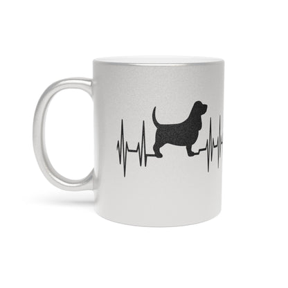 My Heart Beats For Basset Hounds Metallic Coffee Mug