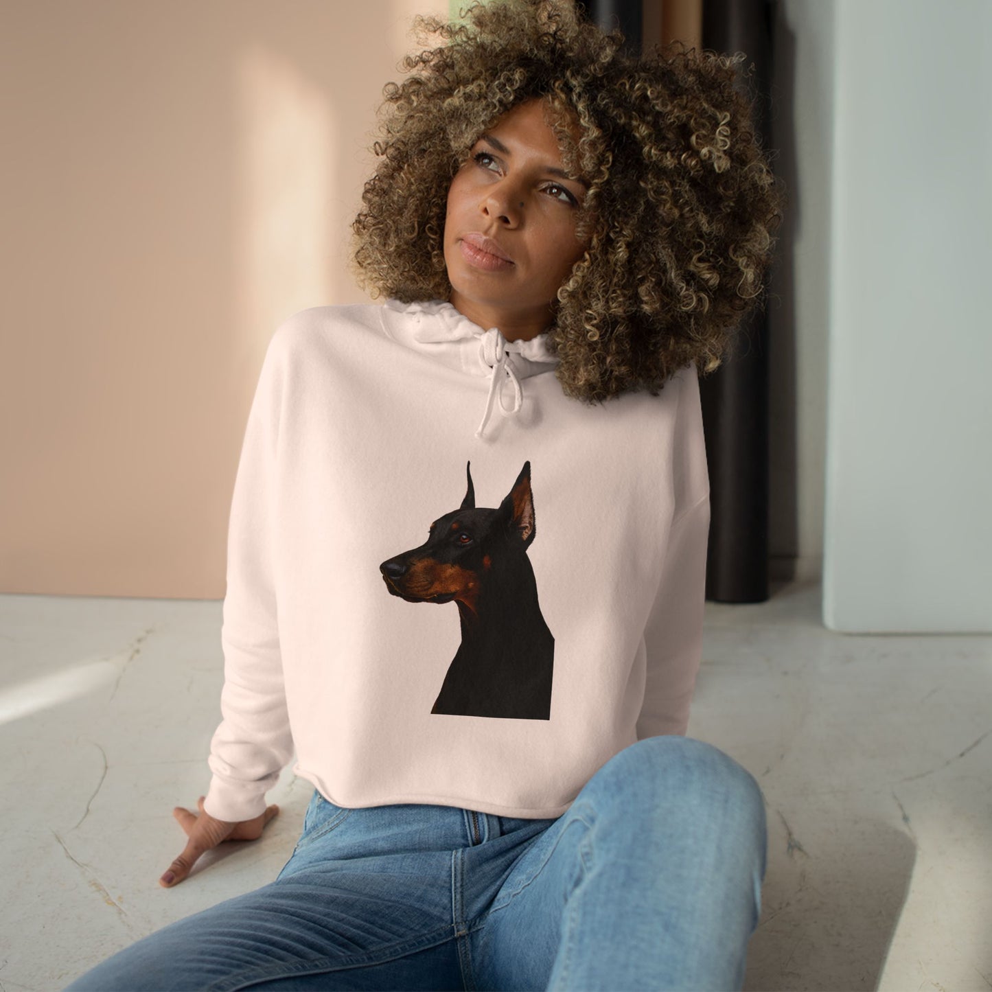 Doberman Head Women's Crop Hoodie