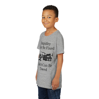Stupidity Heavy Tow Truck Youth Unisex Short Sleeve Crewneck Tee