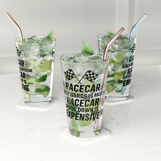 Racecar Backwards Drinking Glass