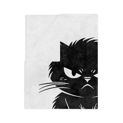 Angry Cat Velveteen Microfiber Blanket