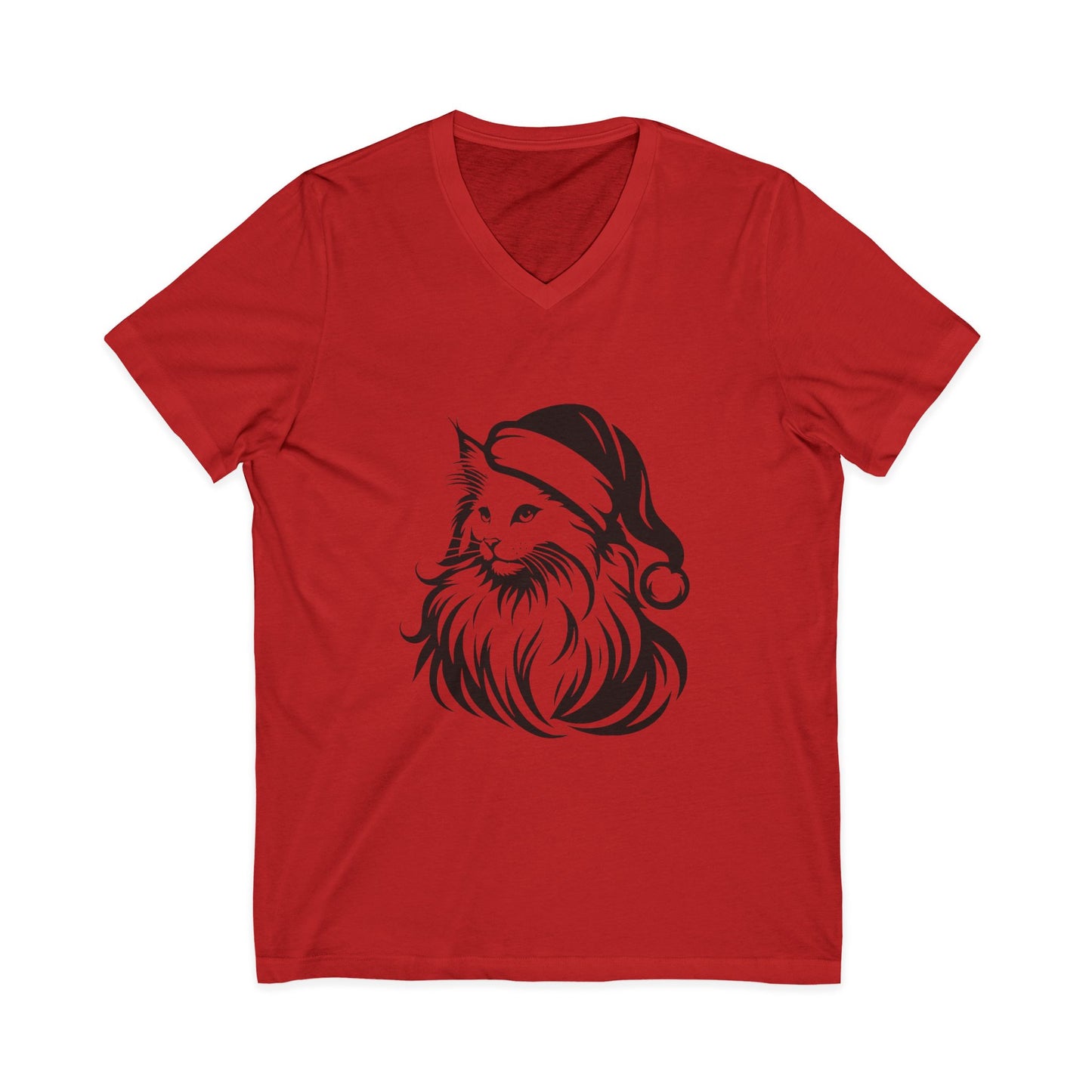 Santa Paws Cat Unisex Short Sleeve V-Neck Tee