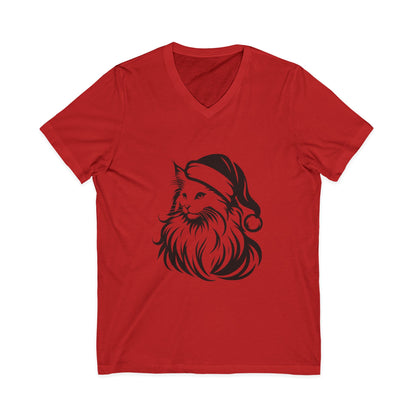 Santa Paws Cat Unisex Short Sleeve V-Neck Tee