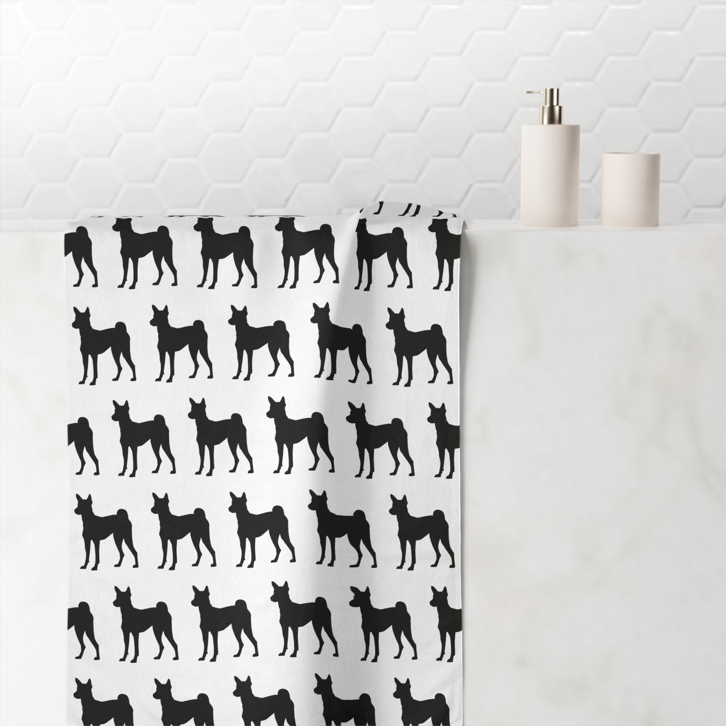 Basenji Silhouette Mink-Cotton  Beach Towel