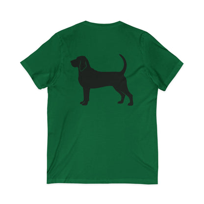 Bloodhound Silhouette Unisex Short Sleeve V-Neck Tee