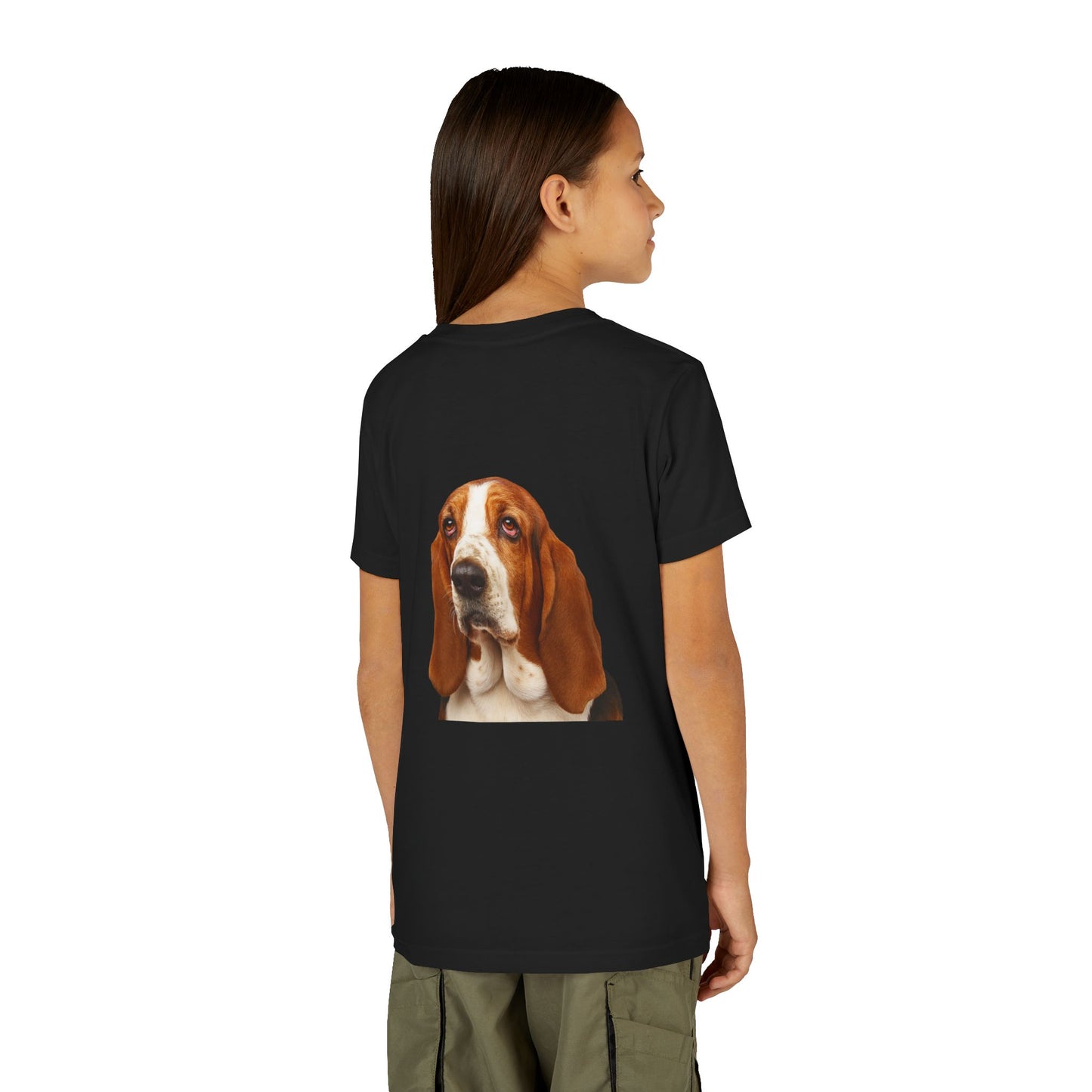 Basset Head Youth Unisex Short Sleeve Crewneck Tee