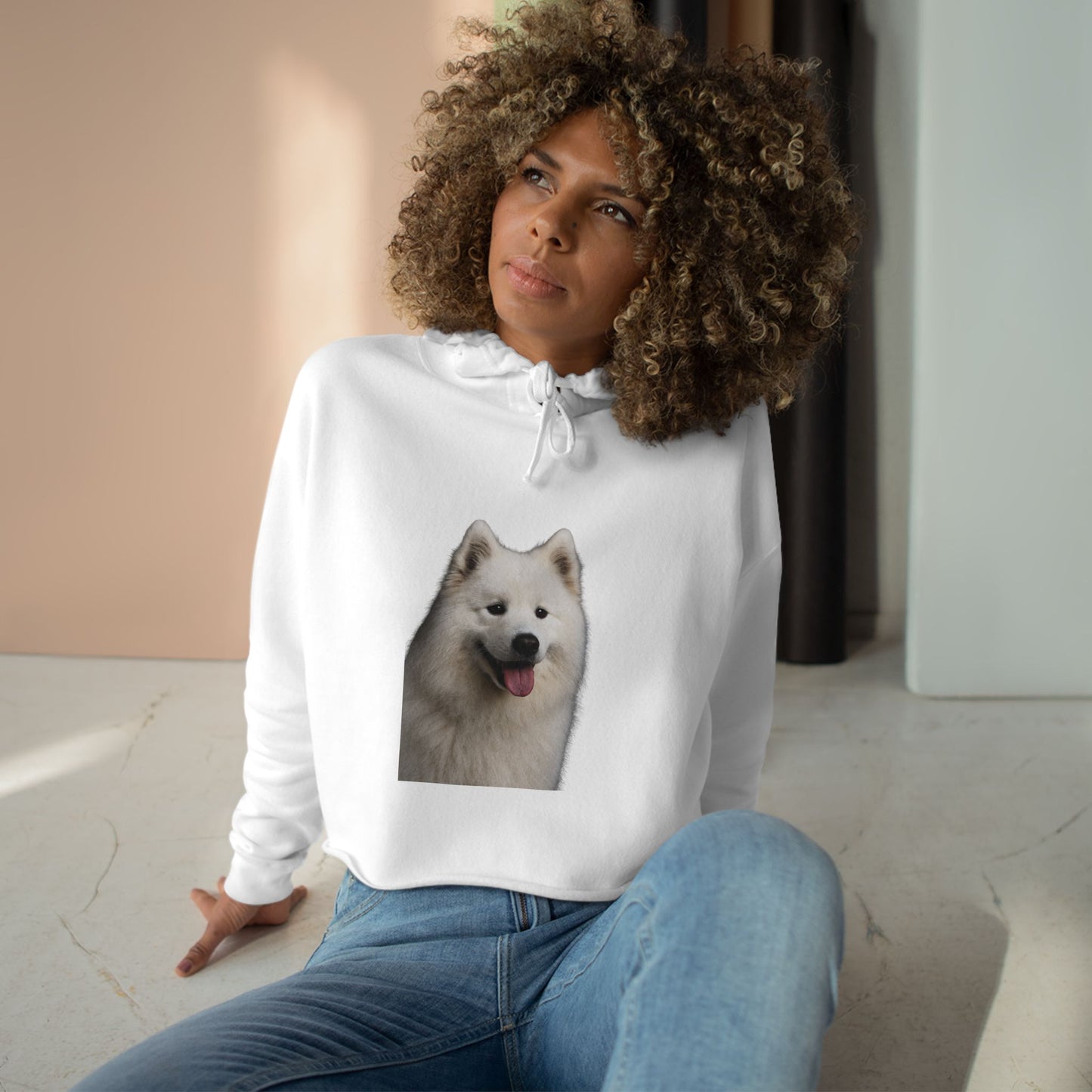 Samoyed Head Women's Crop Hoodie