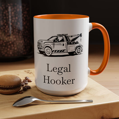 Legal H**ker Wheel Lift Tow Truck 2-Tone Coffee Mug