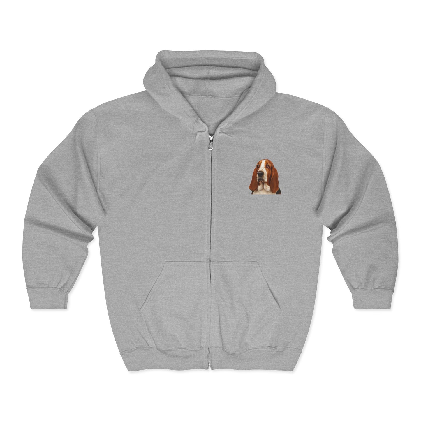 Basset Head Unisex Full Zip Hoodie