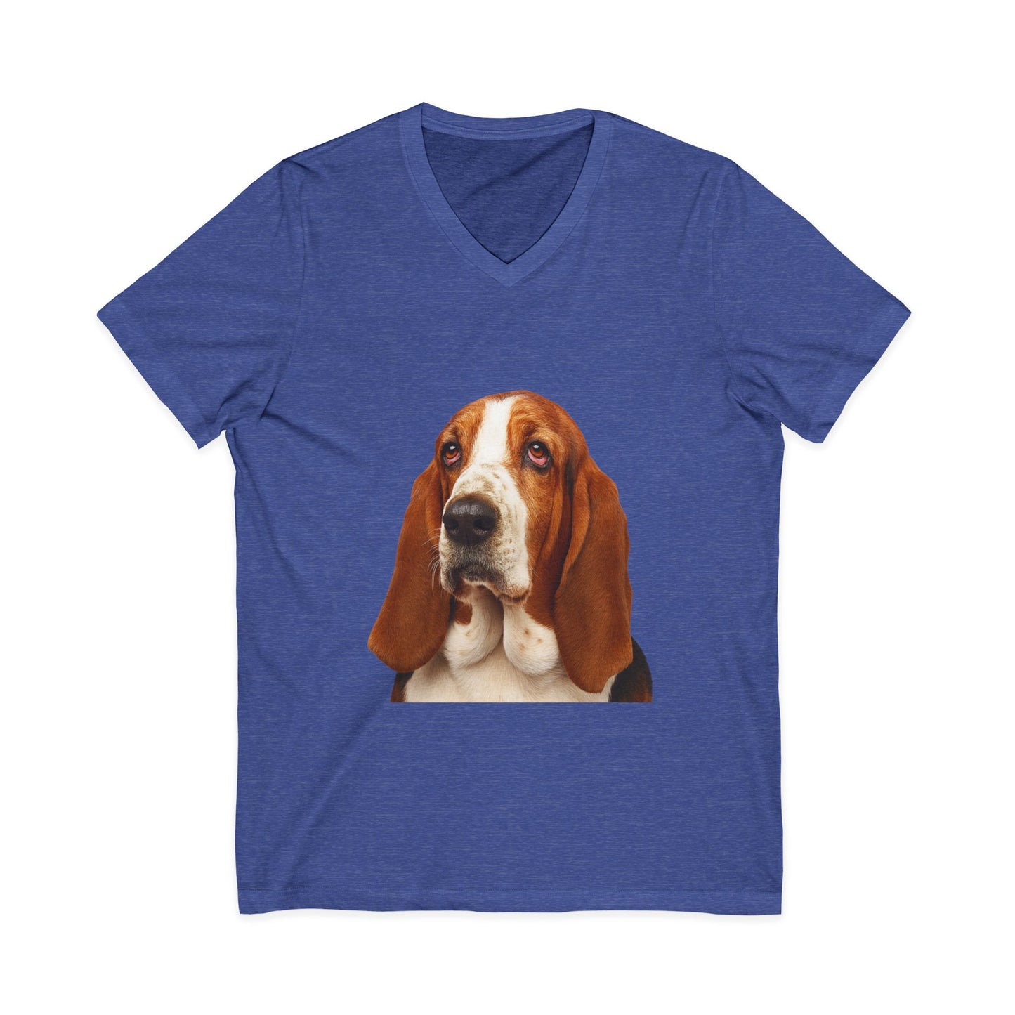 Basset  Head Unisex Short Sleeve V-Neck Tee