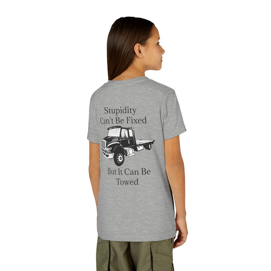 Stupidity Flatbed Tow Truck Youth Unisex Short Sleeve Crewneck Tee